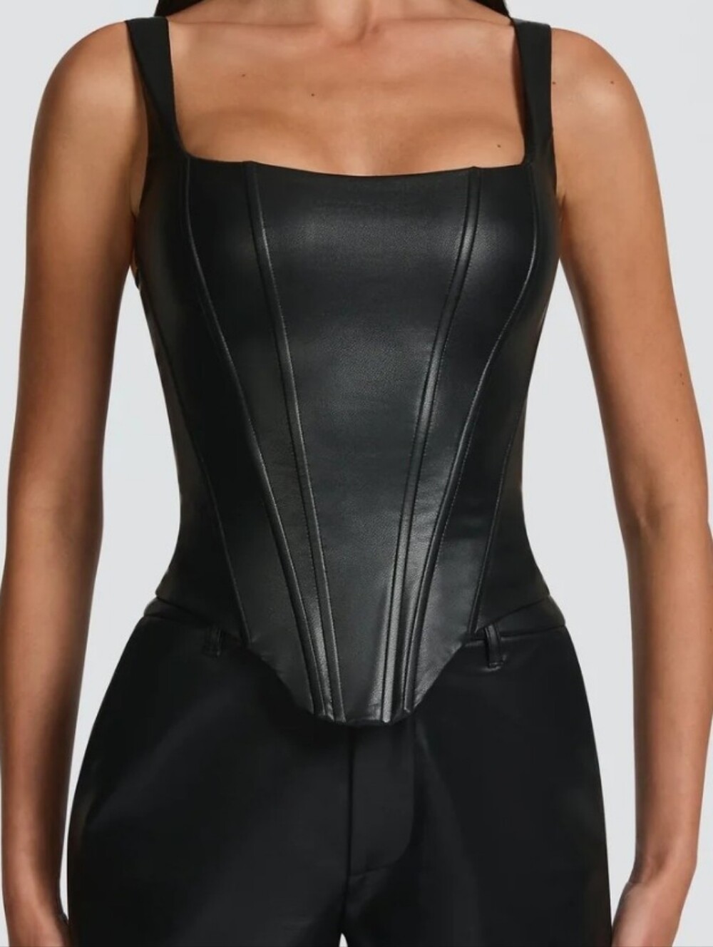 Babyboo Raisa corset - Black Faux Leather Corset